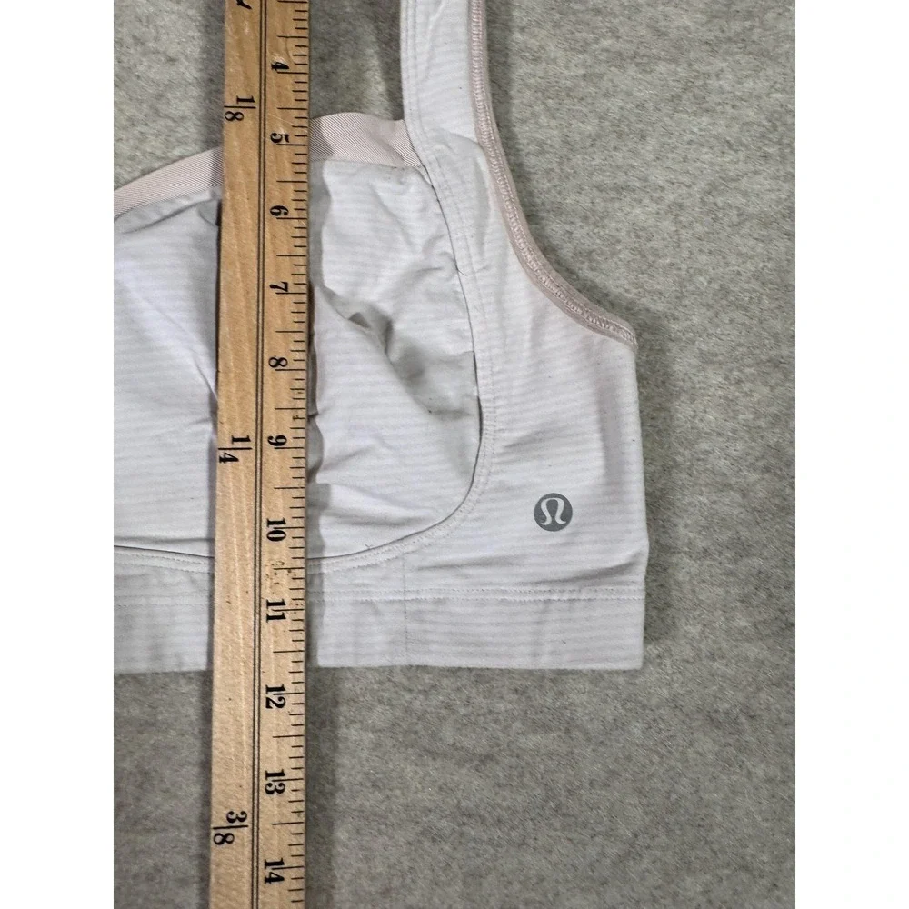 Lululemon Sports Bra Womens 34DD White Stripe High Support Hook & Eye Running